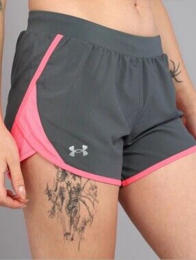 Under Armour Women's Gray and Pink Running Shorts Size Sm